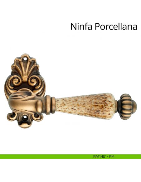 Maniglia con porcellana per porta interna Ninfa Porcellana Linea Calì rosetta artistica patinè