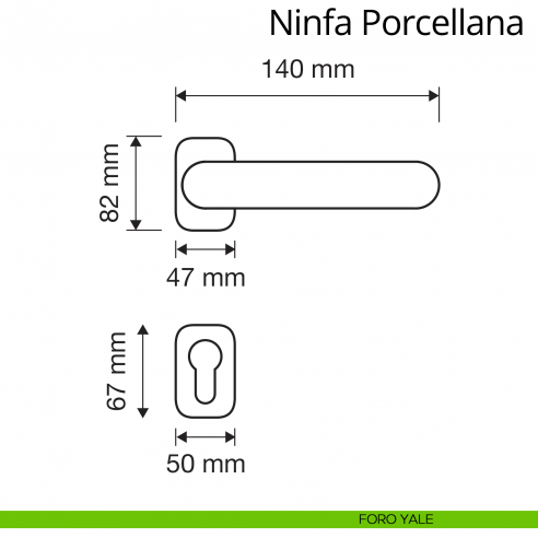 Maniglia con porcellana per porta interna Ninfa Porcellana Linea Calì rosetta artistica foro yale