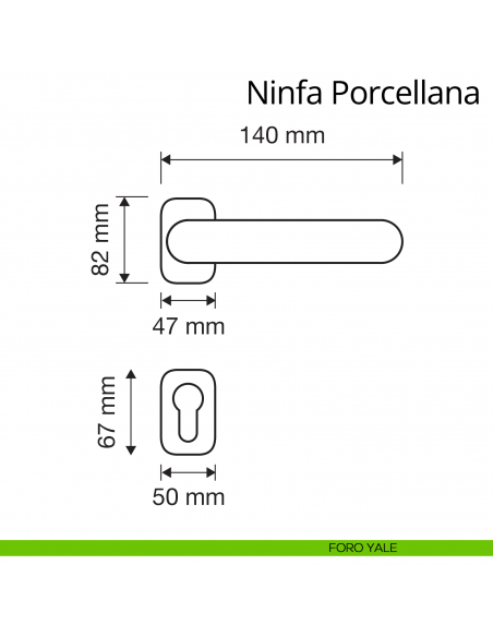 Maniglia con porcellana per porta interna Ninfa Porcellana Linea Calì rosetta artistica foro yale