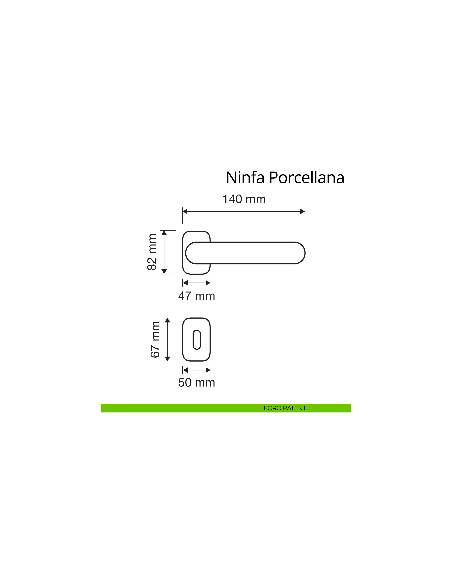 Maniglia con porcellana per porta interna Ninfa Porcellana Linea Calì rosetta artistica foro patent