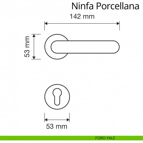 Maniglia con porcellana per porta interna Ninfa Porcellana Linea Calì con rosetta tonda foro yale