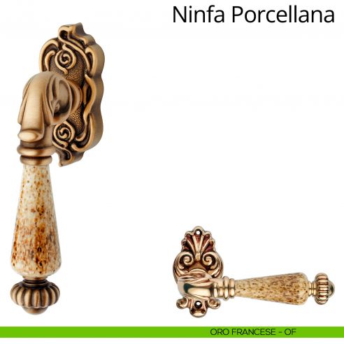 Maniglia con porcellana per finestra martellina DK Ninfa Porcellana Linea Calì oro francese