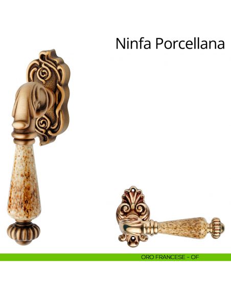 Maniglia con porcellana per finestra martellina DK Ninfa Porcellana Linea Calì oro francese