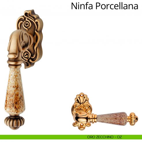 Maniglia con porcellana per finestra martellina DK Ninfa Porcellana Linea Calì oro zecchino