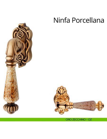 Maniglia con porcellana per finestra martellina DK Ninfa Porcellana Linea Calì oro zecchino