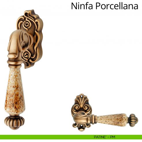 Maniglia con porcellana per finestra martellina DK Ninfa Porcellana Linea Calì patinè