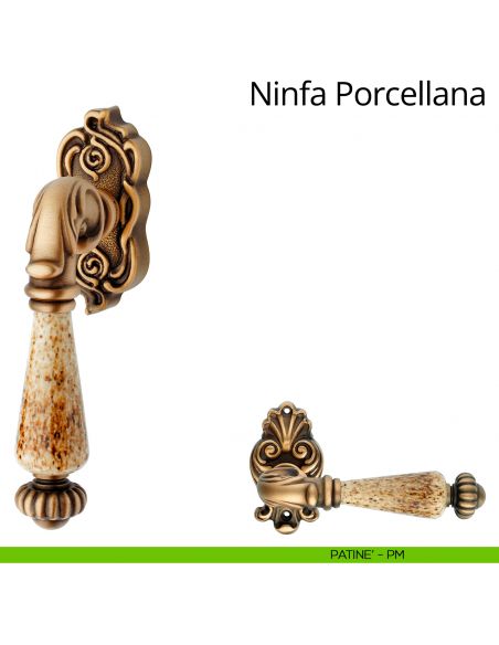 Maniglia con porcellana per finestra martellina DK Ninfa Porcellana Linea Calì patinè