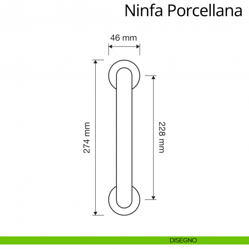 Maniglione con porcellana dritto per porta Ninfa Porcellana Linea Calì disegno