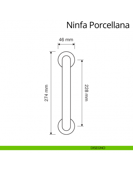 Maniglione con porcellana dritto per porta Ninfa Porcellana Linea Calì disegno