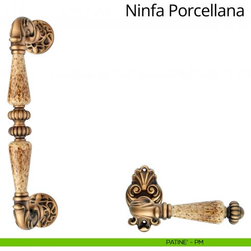 Maniglione con porcellana dritto per porta Ninfa Porcellana Linea Calì patinè