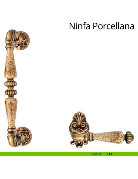 Maniglione con porcellana dritto per porta Ninfa Porcellana Linea Calì patinè