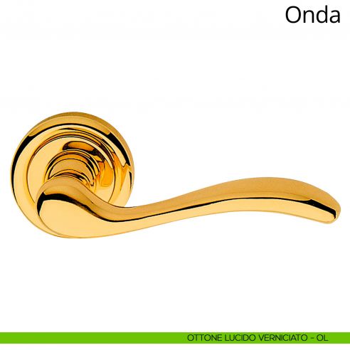 Maniglia per porta interna Onda Linea Calì ottone lucido verniciato