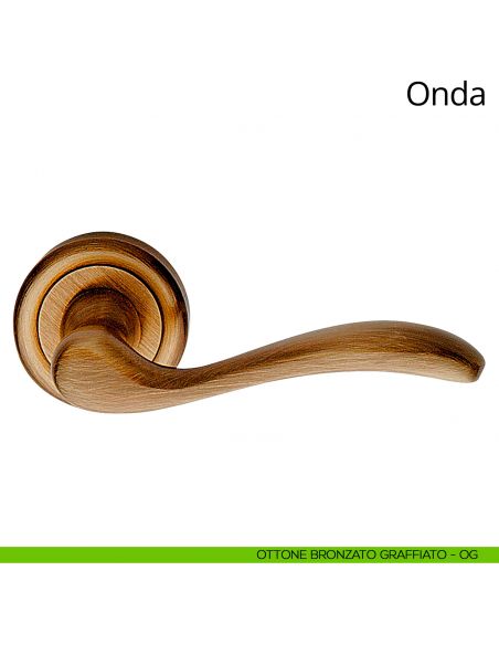 Maniglia per porta interna Onda Linea Calì ottone bronzato graffiato