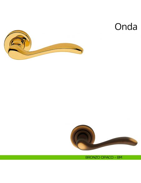 Maniglia per porta interna Onda Linea Calì con rosetta semplice bronzo opaco