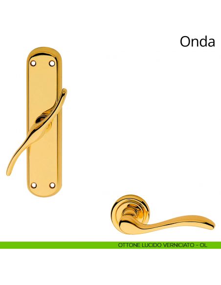 Maniglia per finestra cremonese Onda Linea Calì ottone lucido verniciato