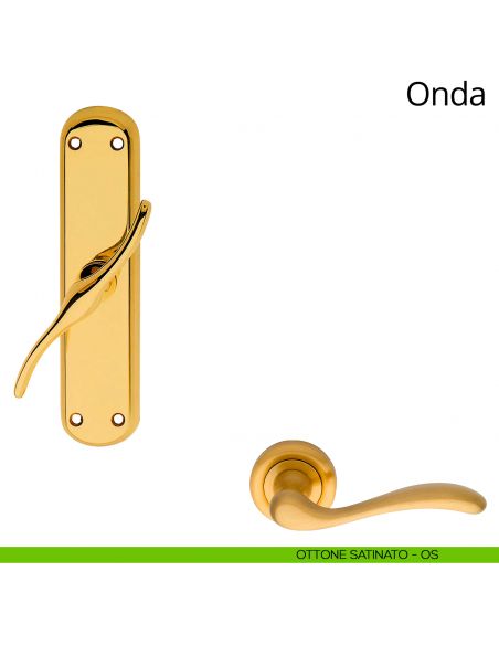 Maniglia per finestra cremonese Onda Linea Calì ottone satinato