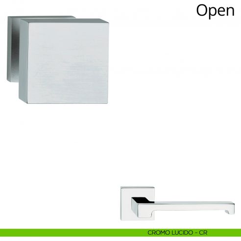 Pomolo quadrato per porta fisso Open Linea Calì cromo lucido