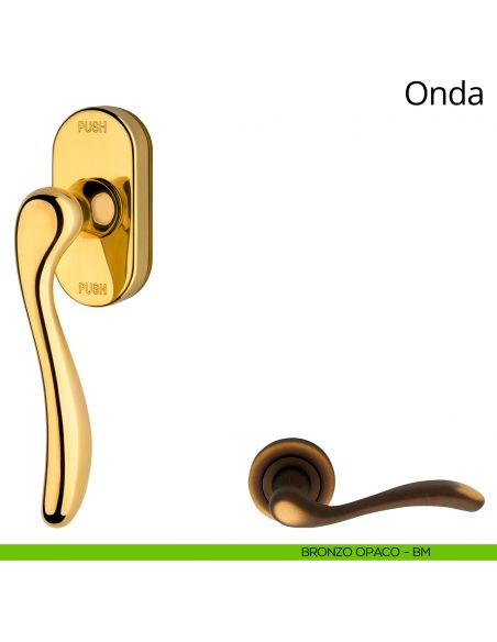 Maniglia per finestra martellina DK antintrusione Onda Linea Calì bronzo opaco