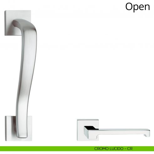 Maniglione per porta Open Linea Calì con rosette cromo lucido