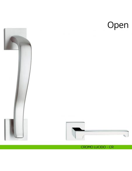 Maniglione per porta Open Linea Calì con rosette cromo lucido