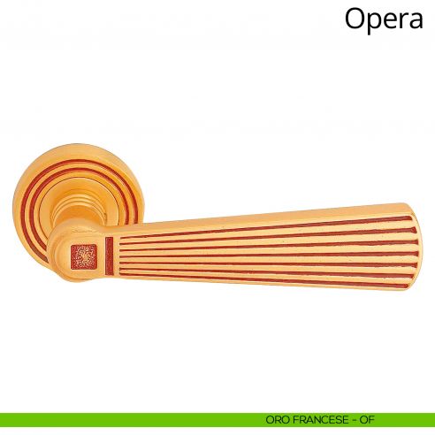 Maniglia per porta interna Opera Linea Calì con rosetta tonda oro francese