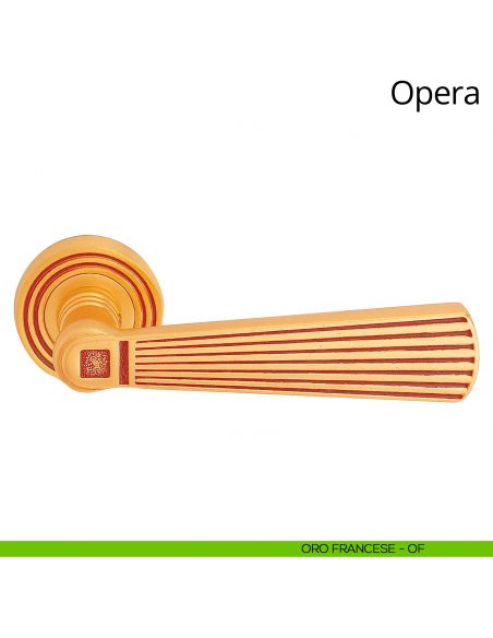 Maniglia per porta interna Opera Linea Calì con rosetta tonda oro francese