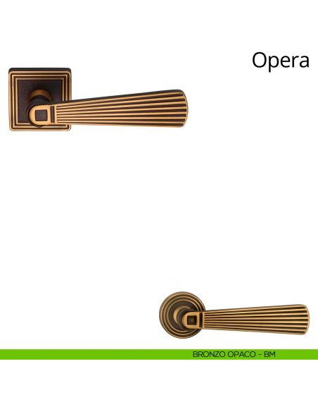 Maniglia per porta interna Opera Linea Calì con rosetta quadrata bronzo opaco