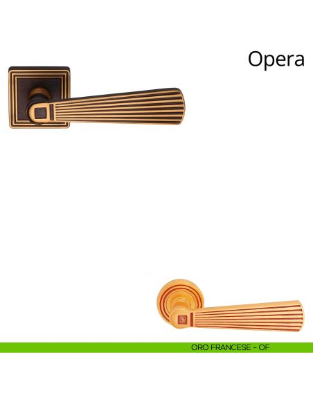 Maniglia per porta interna Opera Linea Calì con rosetta quadrata oro francese