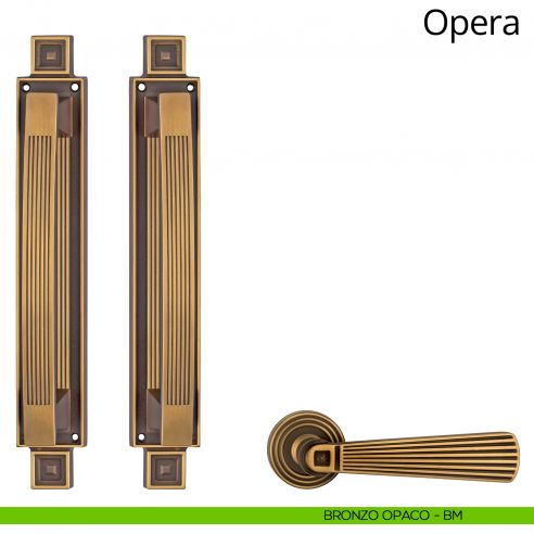 Maniglione accoppiato su placca Opera Linea Calì bronzo opaco