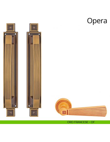 Maniglione accoppiato su placca Opera Linea Calì oro francese