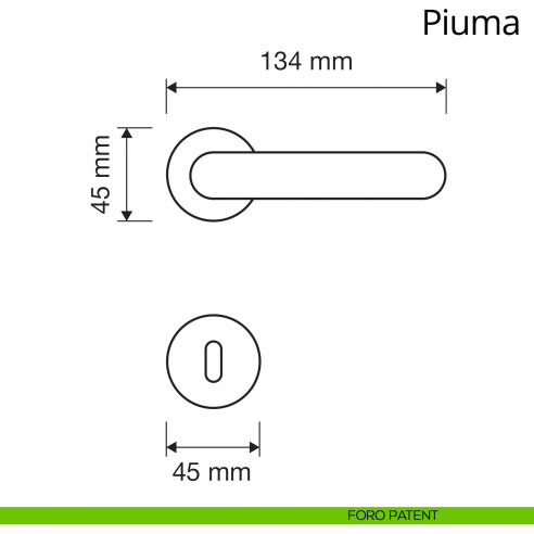 Maniglia per porta interna Piuma Linea Calì rosetta tonda foro patent
