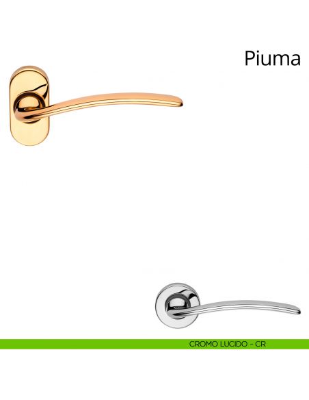 Maniglia per porta interna Piuma Linea Calì rosetta ovale cromo