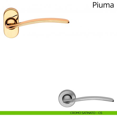 Maniglia per porta interna Piuma Linea Calì rosetta ovale cromo satinato
