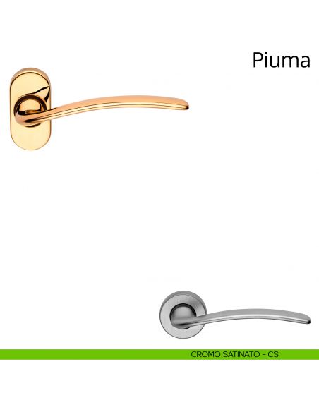 Maniglia per porta interna Piuma Linea Calì rosetta ovale cromo satinato