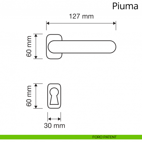 Maniglia per porta interna Piuma Linea Calì rosetta ovale foro patent