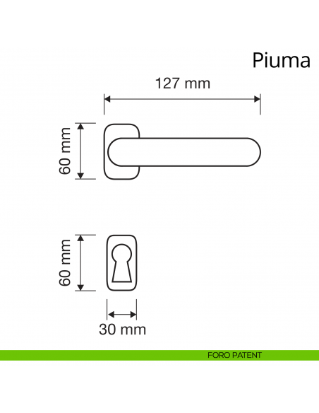 Maniglia per porta interna Piuma Linea Calì rosetta ovale foro patent