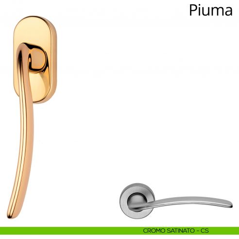 Maniglia per finestra martellina DK Piuma Linea Calì cromo satinato