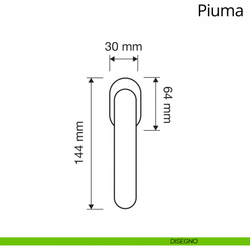 Maniglia per finestra martellina DK Piuma Linea Calì disegno