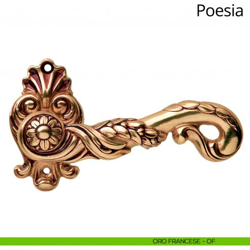 Maniglia per porta interna Poesia Linea Calì con rosetta artistica oro francese