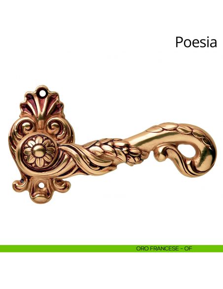 Maniglia per porta interna Poesia Linea Calì con rosetta artistica oro francese