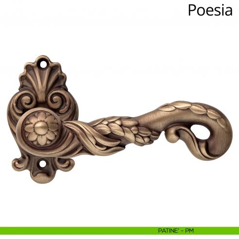 Maniglia per porta interna Poesia Linea Calì con rosetta artistica patinè