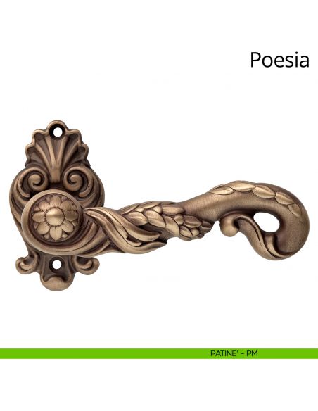 Maniglia per porta interna Poesia Linea Calì con rosetta artistica patinè