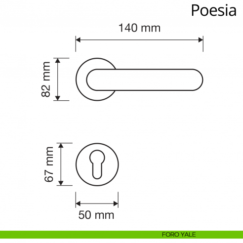 Maniglia per porta interna Poesia Linea Calì con rosetta artistica foro yale
