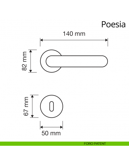 Maniglia per porta interna Poesia Linea Calì con rosetta artistica foro patent