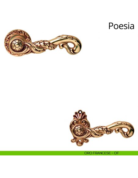 Maniglia per porta interna Poesia Linea Calì con rosetta tonda oro francese
