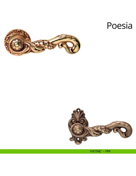 Maniglia per porta interna Poesia Linea Calì con rosetta tonda patinè