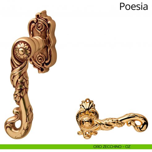 Maniglia per finestra martellina DK Poesia Linea Calì oro zecchino