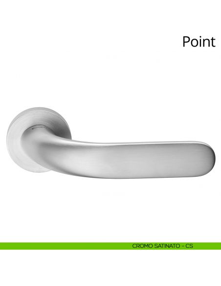 Maniglia per porta interna Point Linea Calì rosetta tonda bassa cromo satinato