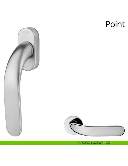 Maniglia per finestra martellina DK antintrusione Point Linea Calì cromo lucido