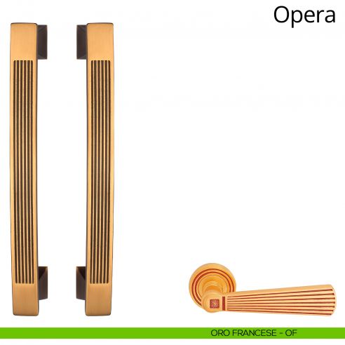 Maniglione accoppiato per porta Opera Linea Calì oro francese